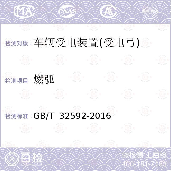 燃弧 GB/T 32592-2016 轨道交通 受流系统 受电弓与接触网动态相互作用测量的要求和验证