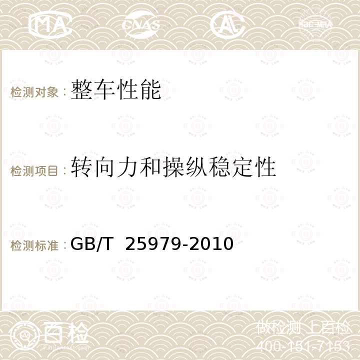 转向力和操纵稳定性 道路车辆重型商用汽车列车和铰接客车横向稳定性试验方法 GB/T 25979-2010