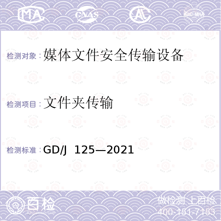 文件夹传输 GD/J 125-2021 媒体文件安全传输设备技术要求和测量方法 GD/J 125—2021