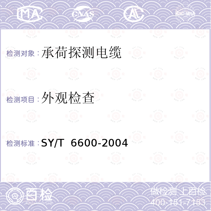 外观检查 承荷探测电缆 SY/T 6600-2004