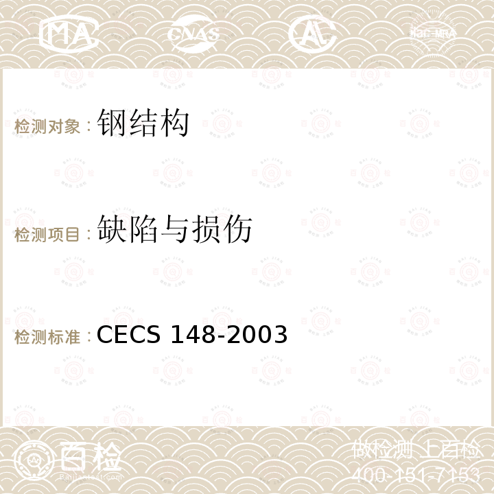 缺陷与损伤 CECS 148-2003 《户外广告设施钢结构技术规程》 CECS148-2003