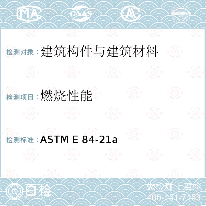 燃烧性能 ASTM E84-21 建筑材料表面 a