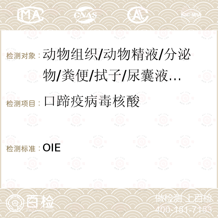 口蹄疫病毒核酸 OIE陆生动物诊断试验与疫苗手册（2021） 第3.1.8章口蹄疫 第3.1.8章口蹄疫