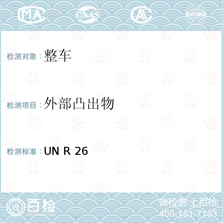 外部凸出物 关于就外部凸出物方面批准车辆的统一规定 UN R26