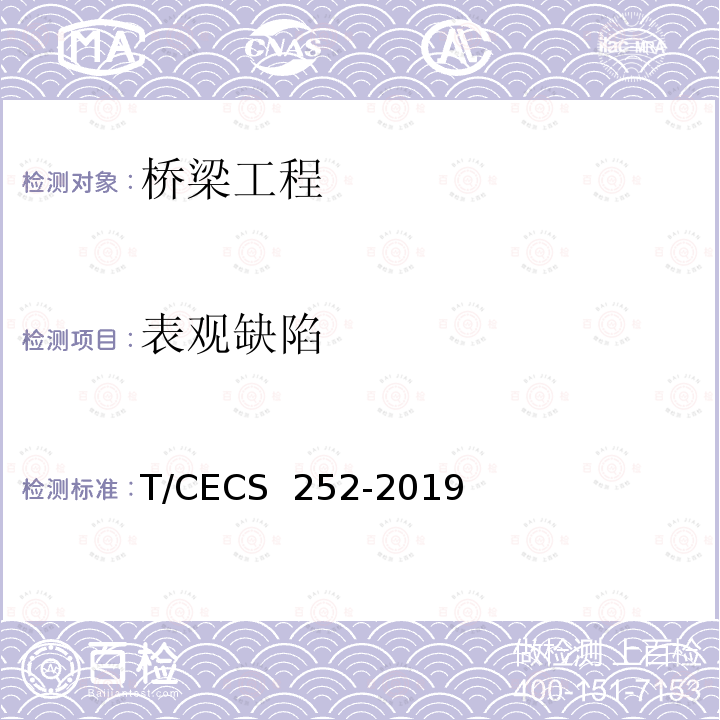 表观缺陷 火灾后工程结构鉴定标准 T/CECS 252-2019