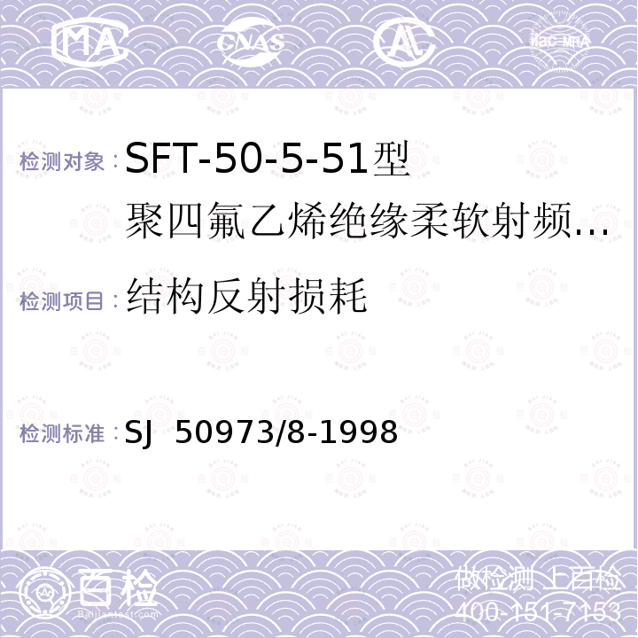 结构反射损耗 SJ  50973/8-1998 SFT-50-5-51型聚四氟乙烯绝缘柔软射频电缆详细规范 SJ 50973/8-1998