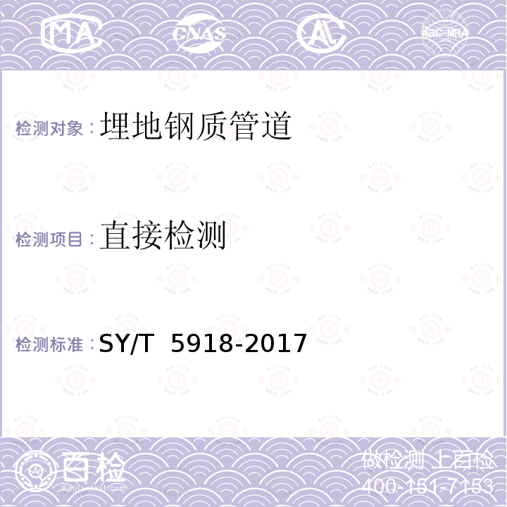 直接检测 埋地钢质管道外防腐层修复技术规范 SY/T 5918-2017