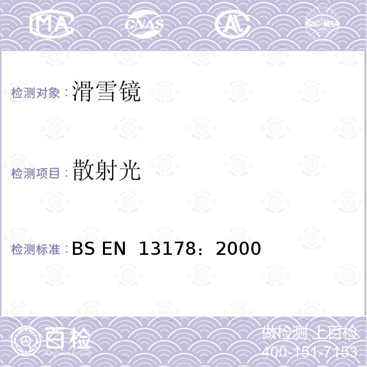 散射光 个人眼护具-雪上驾驶用眼护具 BS EN 13178：2000