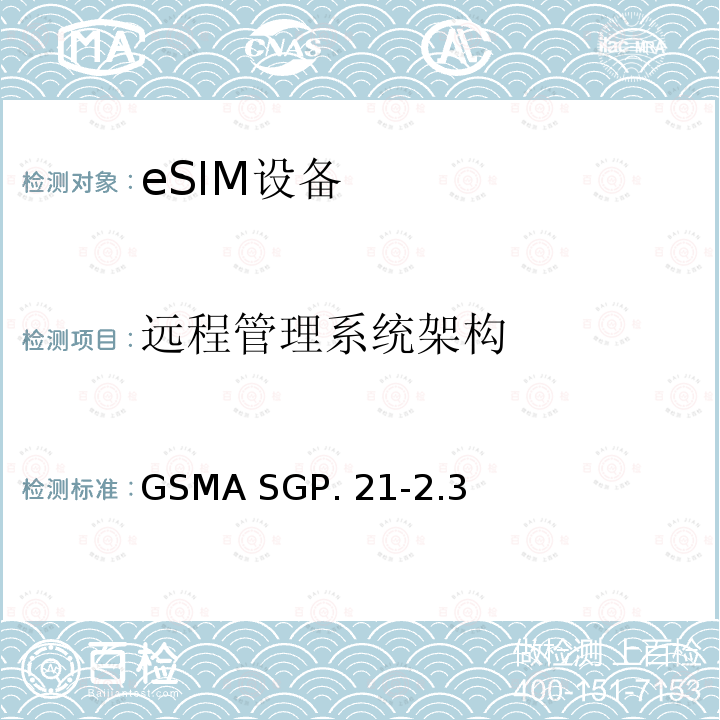 远程管理系统架构 GSMA SGP. 21-2.3 （面向消费电子的）远程管理架构 GSMA SGP.21-2.3