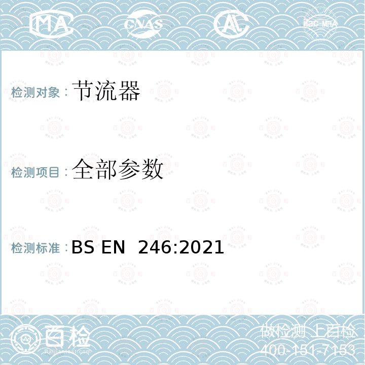 全部参数 BS EN 246:2021 节流器的一般规范 