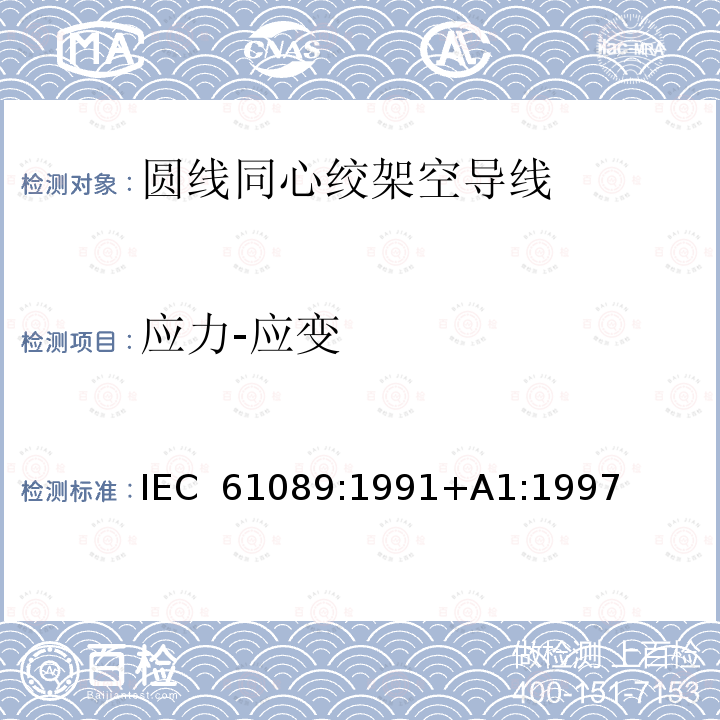 应力-应变 圆线同心绞架空导线 IEC 61089:1991+A1:1997