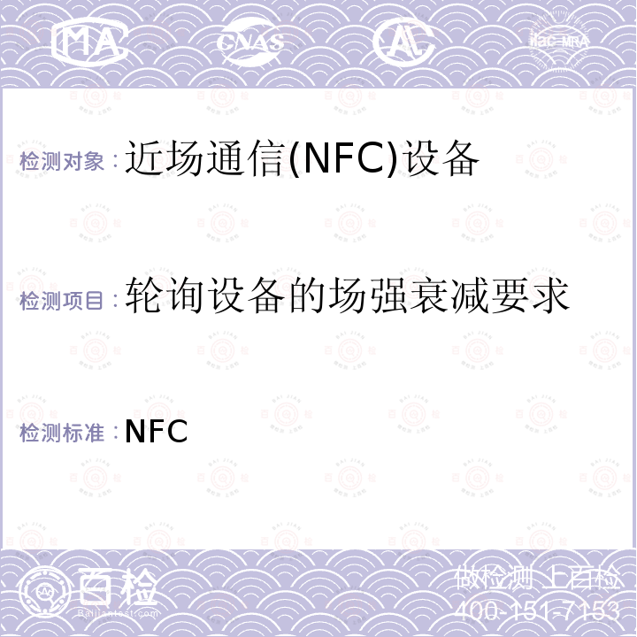 轮询设备的场强衰减要求 NFC 模拟技术规范（2.0版） Forum-TS-Analog- 2.0