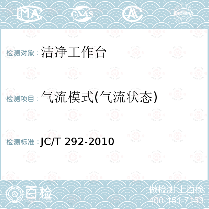 气流模式(气流状态) JC/T 292-2010 洁净工作台 JC/T292-2010