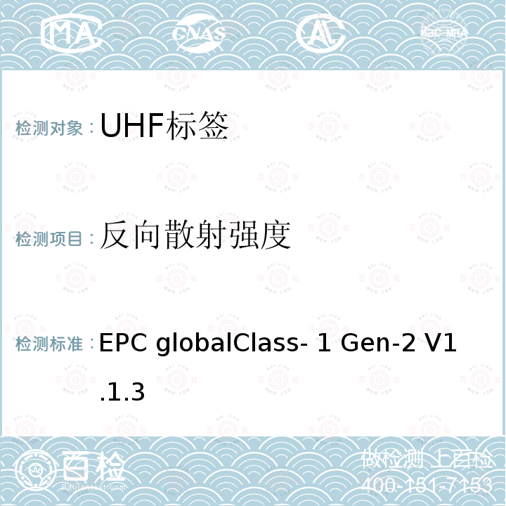 反向散射强度 EPC globalClass- 1 Gen-2 V1.1.3 EPC globalClass-1 Gen-2 V1.1.3 标签性能参数及测试方法_V1.1.3 EPC globalClass-1 Gen-2 V1.1.3