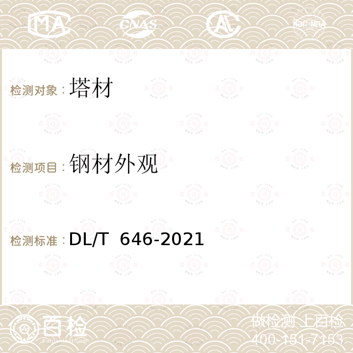 钢材外观 DL/T 646-2021 输变电钢管结构制造技术条件