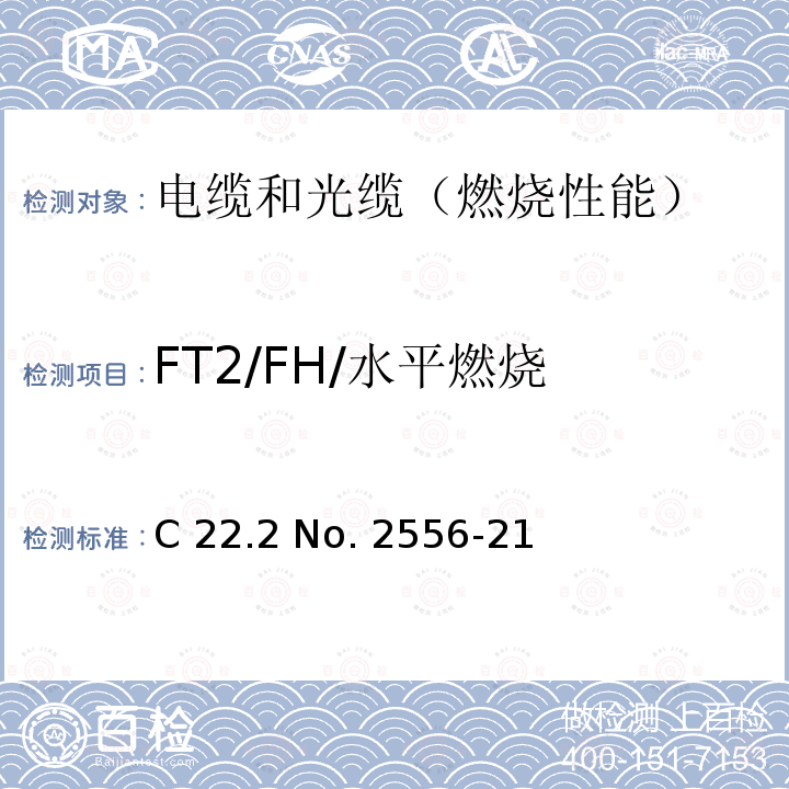 FT2/FH/水平燃烧 CSA电线电缆测试方法 C22 .2 No. 2556-21
