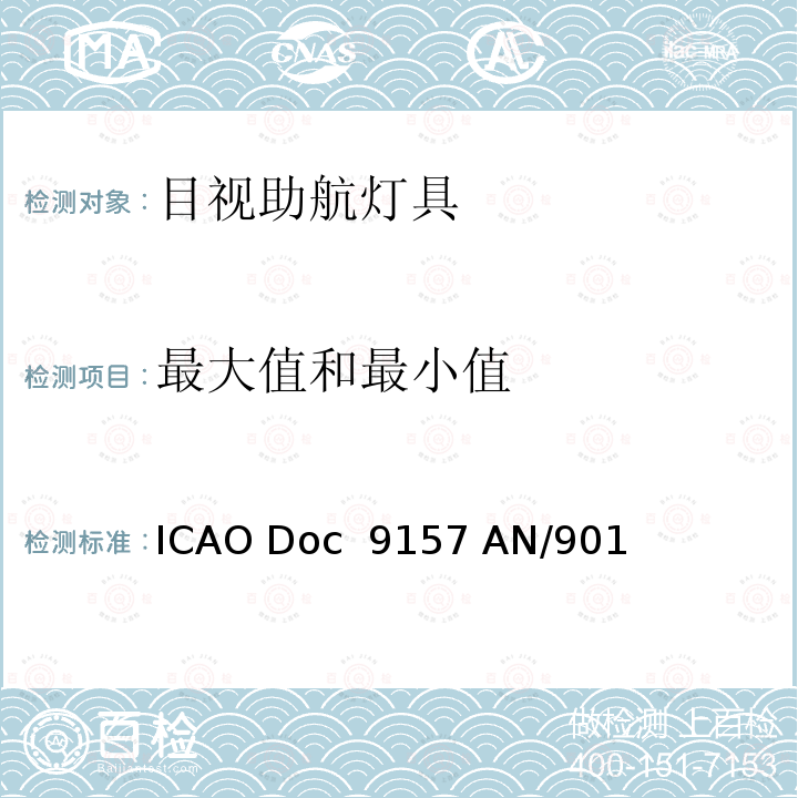 最大值和最小值 ICAO Doc  9157 AN/901 机场设计手册第4部分视觉助航设备 ICAO Doc 9157 AN/901 第四版-2004