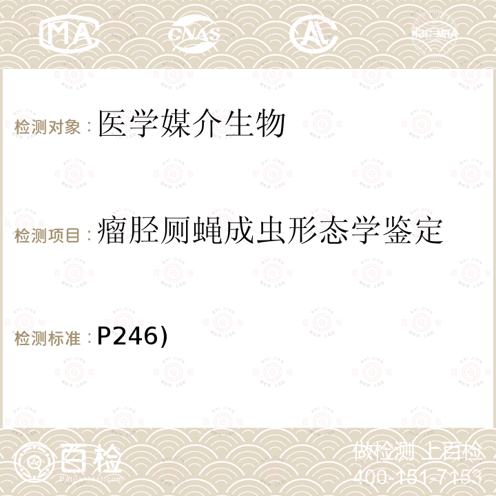 瘤胫厕蝇成虫形态学鉴定 P246)  《中国国境口岸医学媒介生物鉴定图谱》天津科学技术出版社 2015 蝇类 瘤胫厕蝇(P246)  