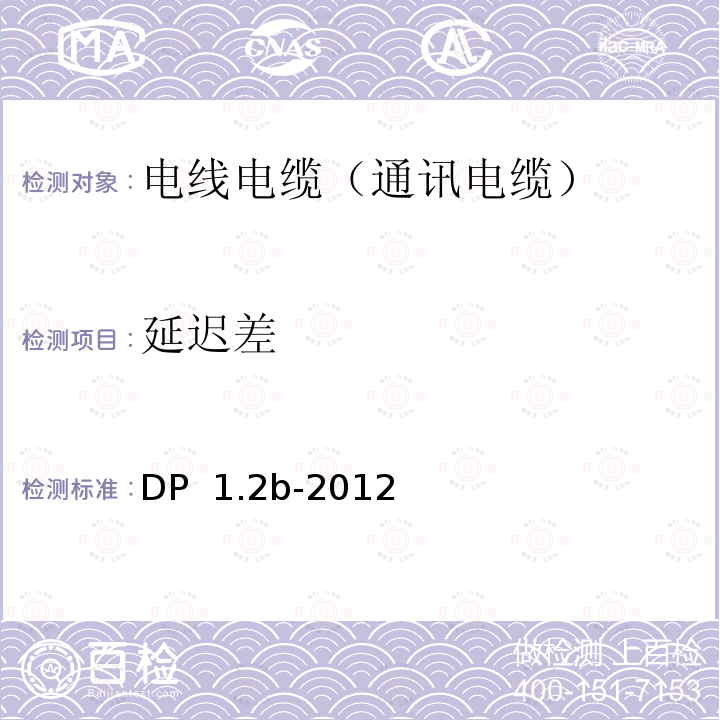 延迟差 DP  1.2b-2012 显示端口测试规范 DP 1.2b-2012