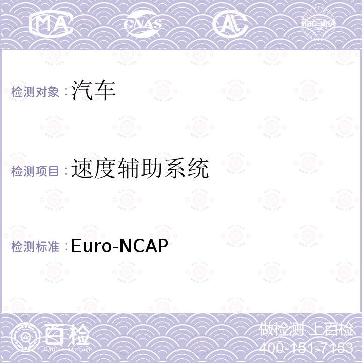 速度辅助系统 新车评价规程-安全辅助 Euro-NCAP(版本6.0)