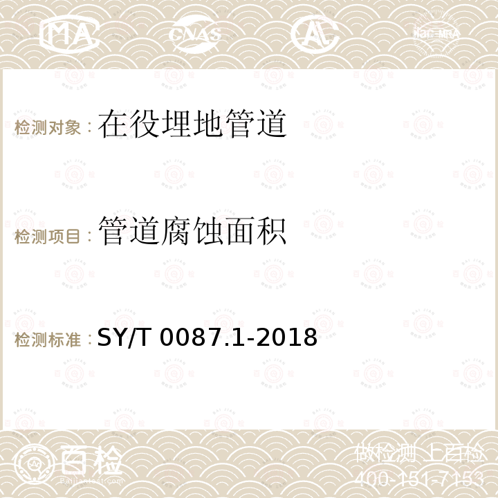 管道腐蚀面积 钢制管道及储罐腐蚀评价标准 埋地钢质管道外壁腐蚀直接评价 SY/T0087.1-2018