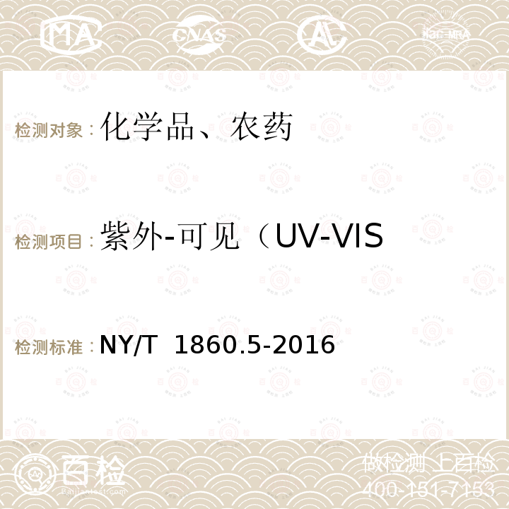 紫外-可见（UV-VIS)吸收光谱（分光光度法） NY/T 1860.5-2016 农药理化性质测定试验导则 第5部分:紫外/可见光吸收