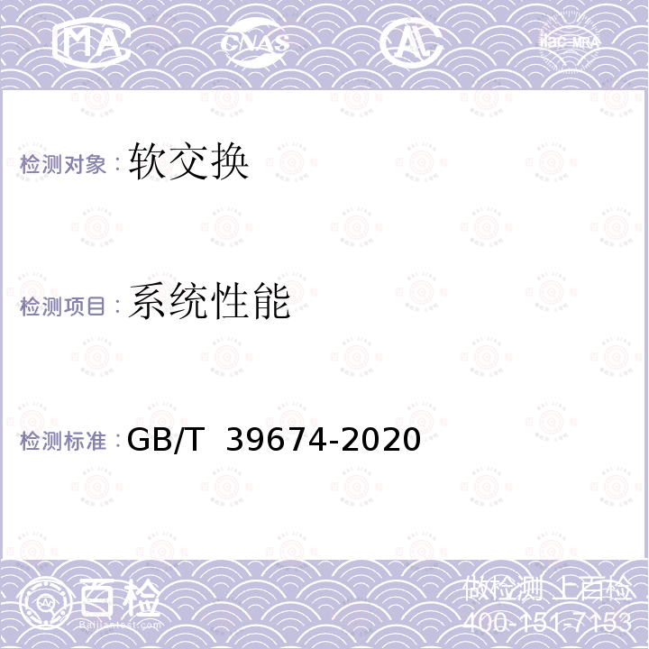 系统性能 GB/T 39674-2020 电力软交换系统测试规范