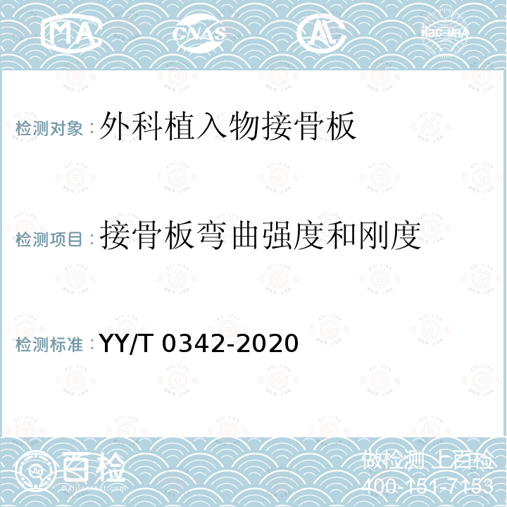 接骨板弯曲强度和刚度 YY/T 0342-2020 外科植入物 接骨板弯曲强度和刚度的测定