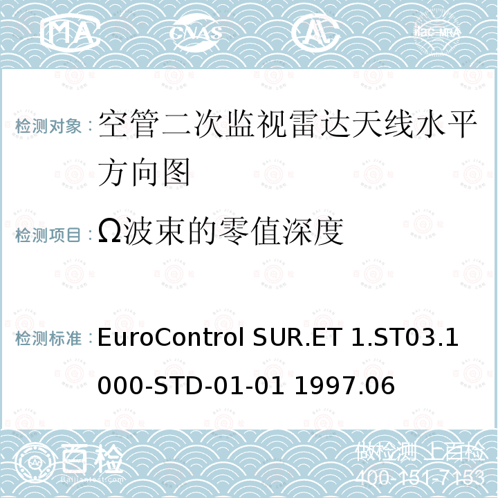 Ω波束的零值深度 EuroControl SUR.ET 1.ST03.1000-STD-01-01 1997.06 欧控组织关于雷达设备性能分析 EuroControl SUR.ET1.ST03.1000-STD-01-01 1997.06