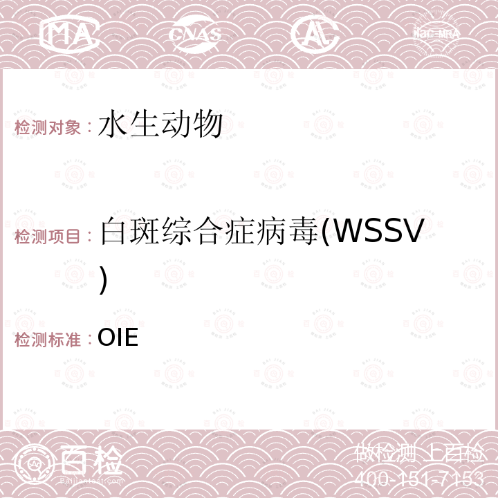 白斑综合症病毒(WSSV) 水生动物疾病诊断手册 OIE《：2019》  