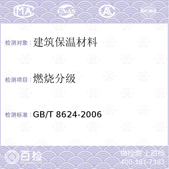 燃烧分级 GB 8624-2006 建筑材料及制品燃烧性能分级