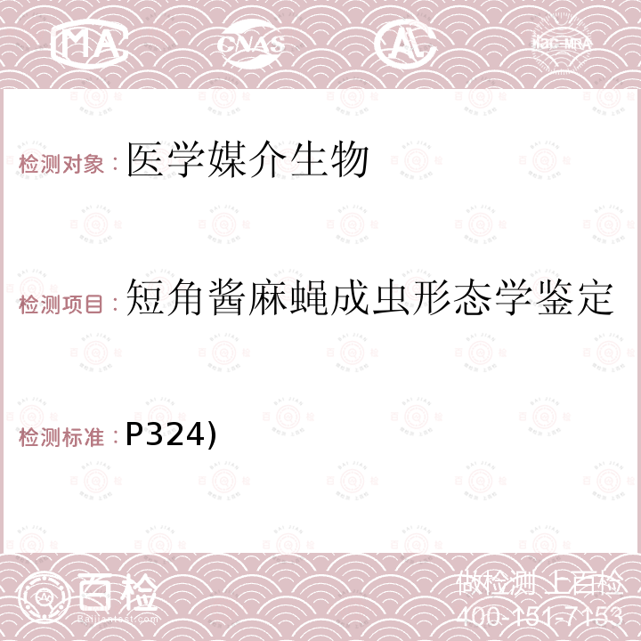 短角酱麻蝇成虫形态学鉴定 P324)  《中国国境口岸医学媒介生物鉴定图谱》天津科学技术出版社 2015 蝇类 短角酱麻蝇(P324)  