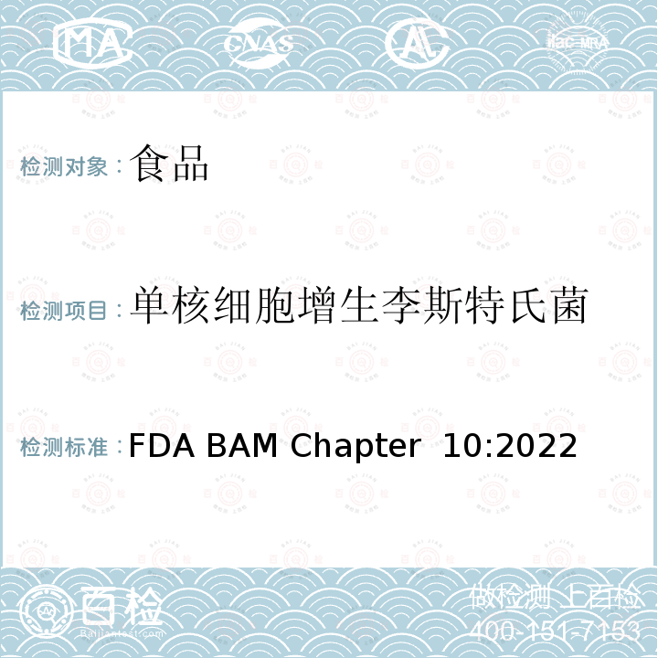 单核细胞增生李斯特氏菌 FDA BAM Chapter  10:2022 食品和环境样中的定性检测,食品中的定量检测 FDA BAM Chapter 10:2022