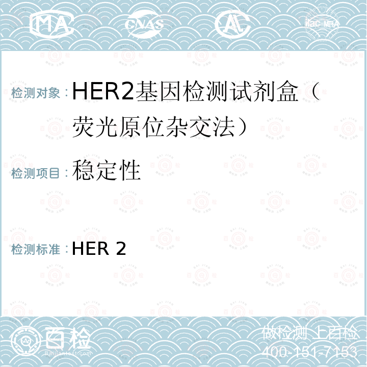 稳定性 HER2基因检测试剂盒（荧光原位杂交法） YY/T 1261-2015