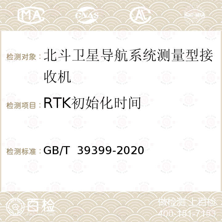 RTK初始化时间 GB/T 39399-2020 北斗卫星导航系统测量型接收机通用规范