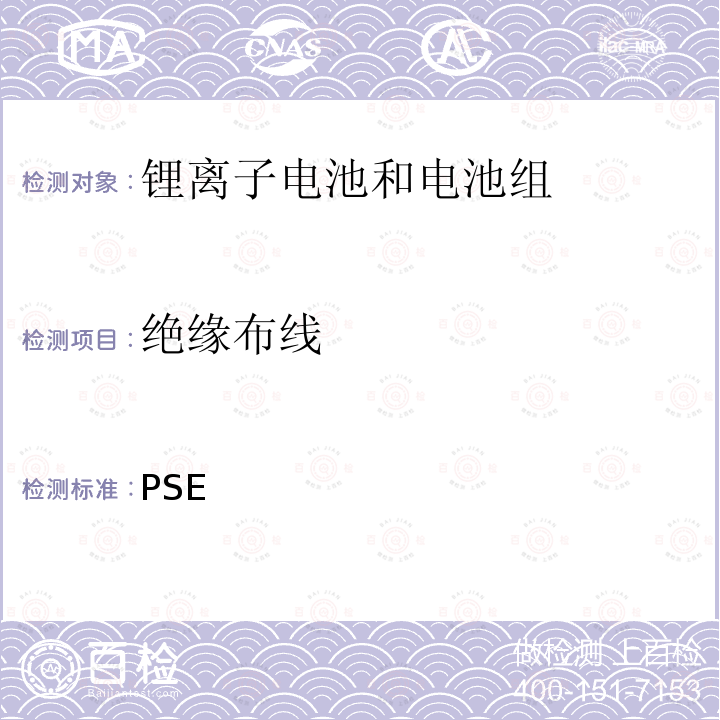 绝缘布线 日本PSE技术条例-锂离子二次电池 别表9