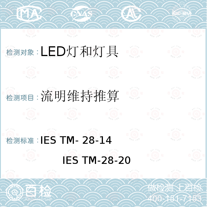 流明维持推算 IESTM-28-14 LED灯和灯具的长期光通维持推算 IES TM-28-14                     IES TM-28-20