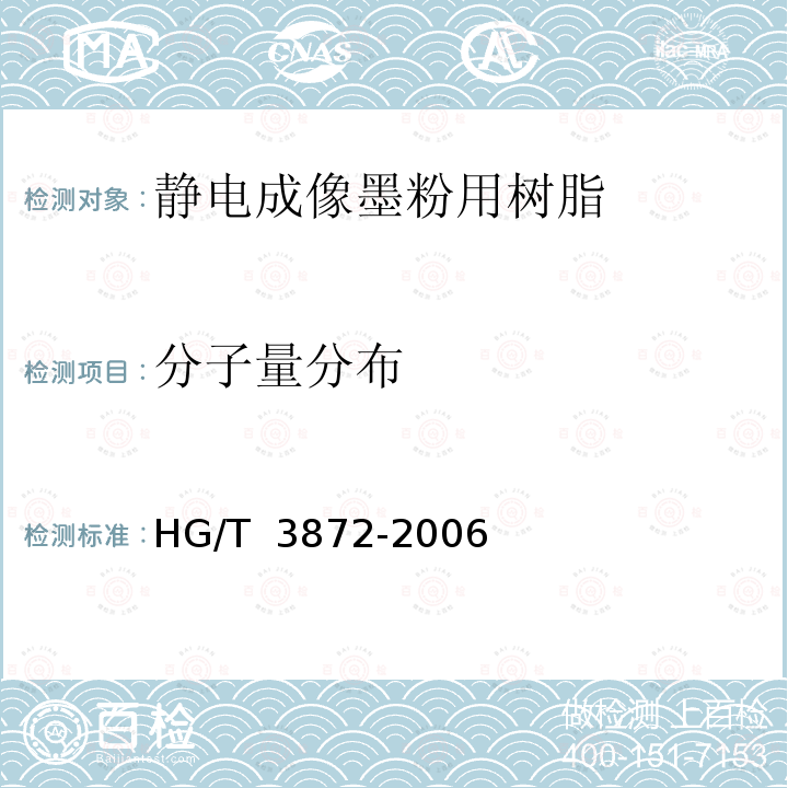 分子量分布 HG/T 3872-2006 体积排斥色谱法测定聚苯乙烯标准样品的平均分子量及分布