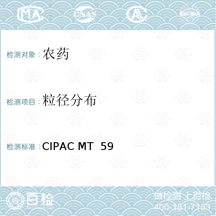 粒径分布 粒径分布 CIPAC MT 59