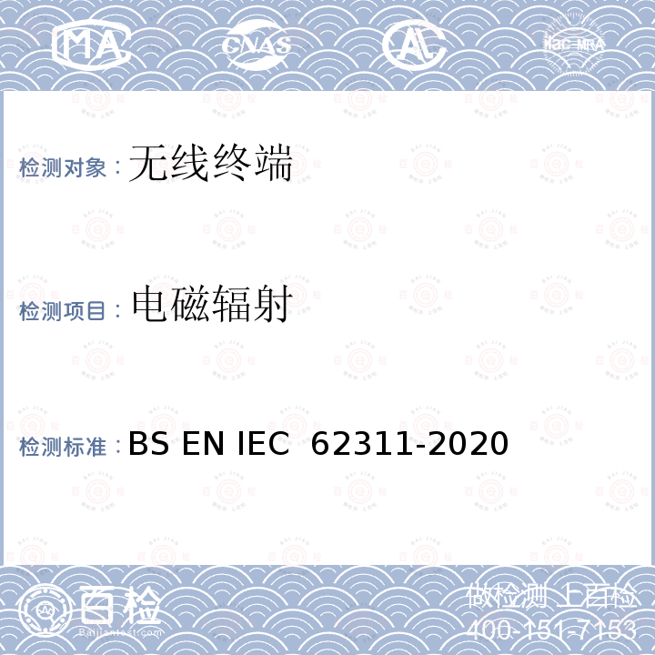 电磁辐射 IEC 62311-2020 人体曝露于电子和电子设备发射的电磁场的评估方法 BS EN 