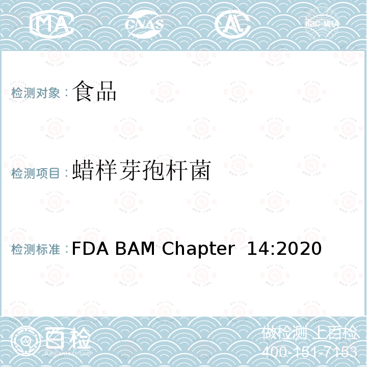 蜡样芽孢杆菌 FDA BAM Chapter  14:2020  蜡样芽胞杆菌 FDA BAM Chapter 14:2020