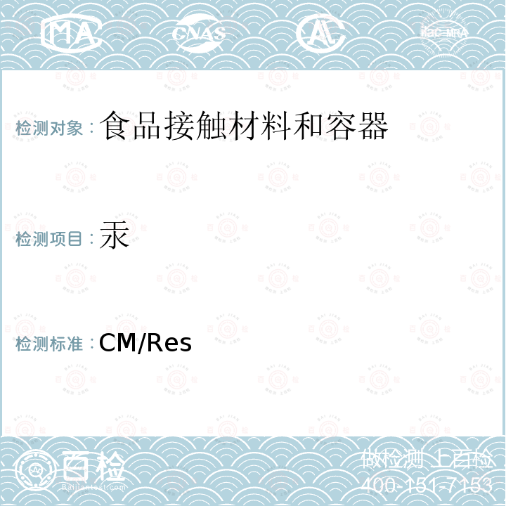 汞 CM/Res 欧盟有关与食品接触的金属和合金的技术指南 （2013）