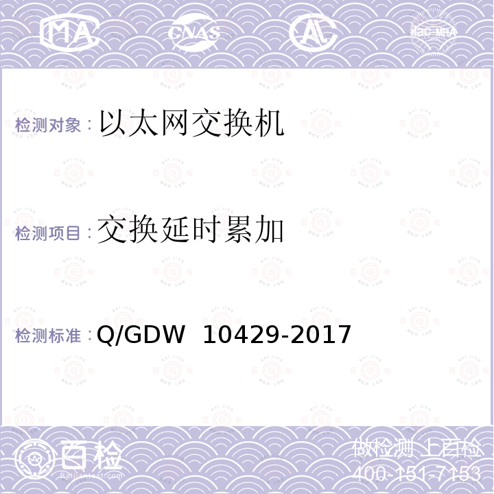 交换延时累加 智能变电站网络交换机技术规范 Q/GDW 10429-2017