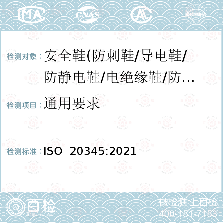 通用要求 ISO 20345-2021 个人防护装备 安全鞋