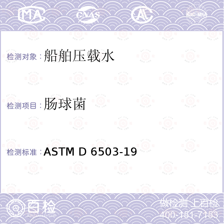 肠球菌 使用Enterolert试剂检测水中肠球菌的标准测试方法 ASTM D6503-19