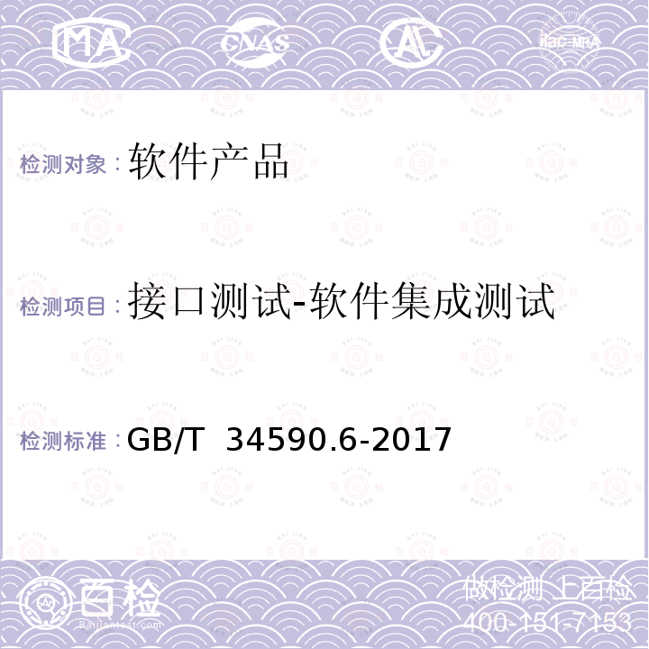 接口测试-软件集成测试 GB/T 34590.6-2017 道路车辆 功能安全 第6部分：产品开发：软件层面