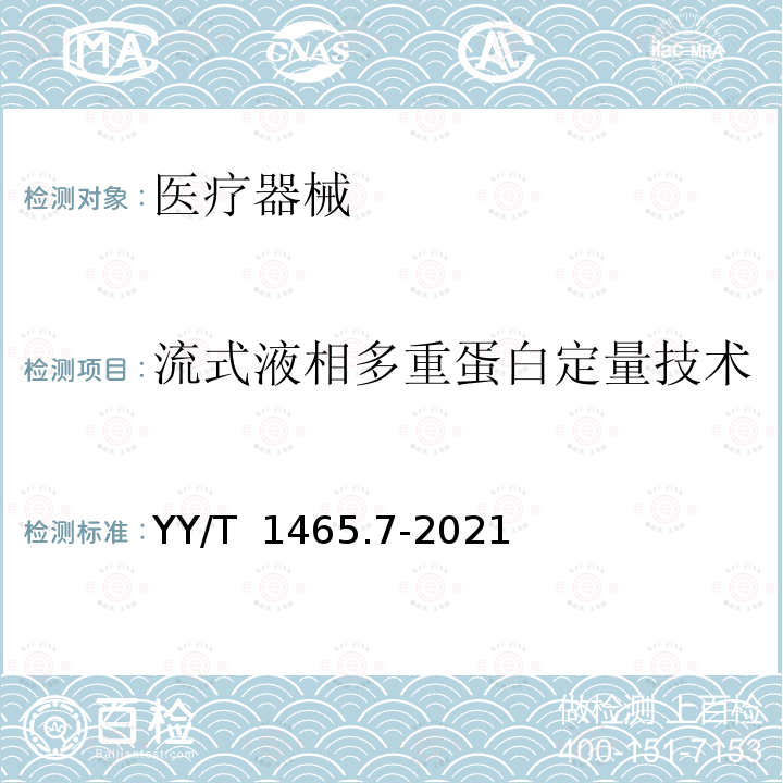 流式液相多重蛋白定量技术 医疗器械免疫原性评价方法 第7部分：流式液相多重蛋白定量技术 YY/T 1465.7-2021