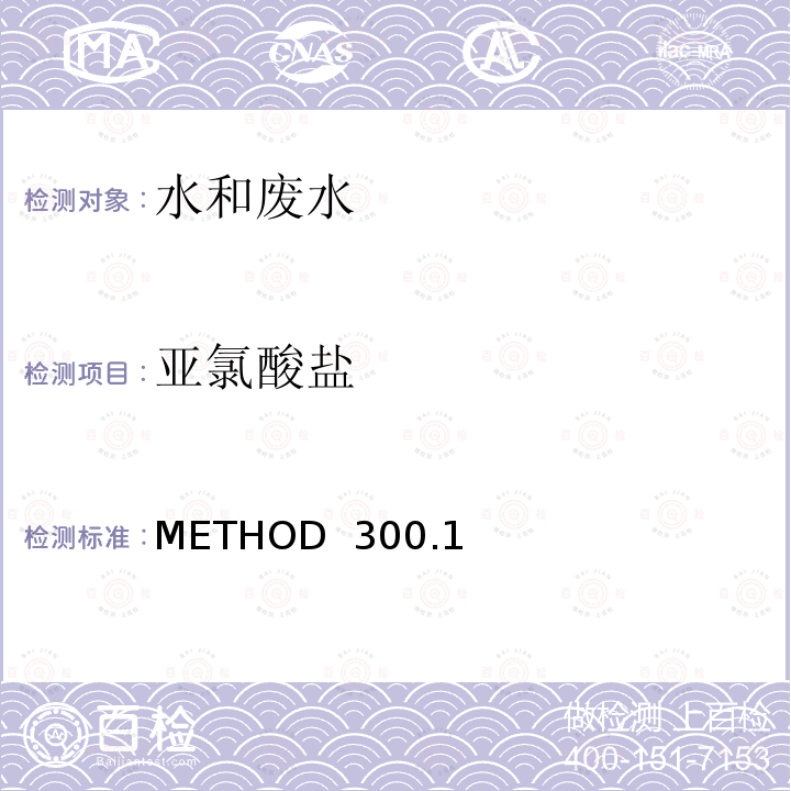 亚氯酸盐 METHOD  300.1 离子色谱法测定饮用水中无机阴离子 METHOD 300.1