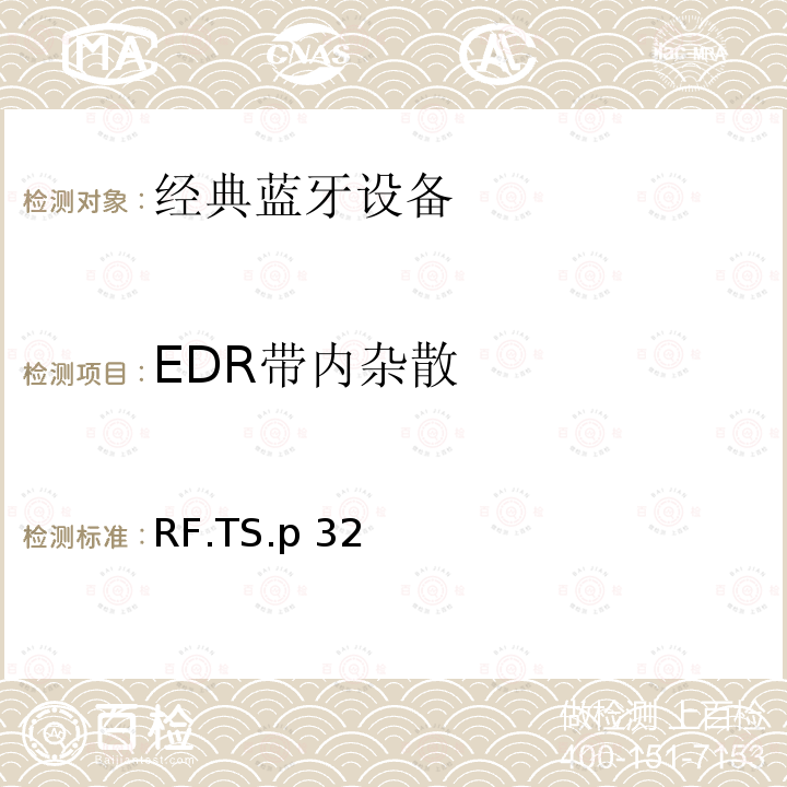 EDR带内杂散 RF.TS.p 32 蓝牙射频测试规范 RF.TS.p32（2022）