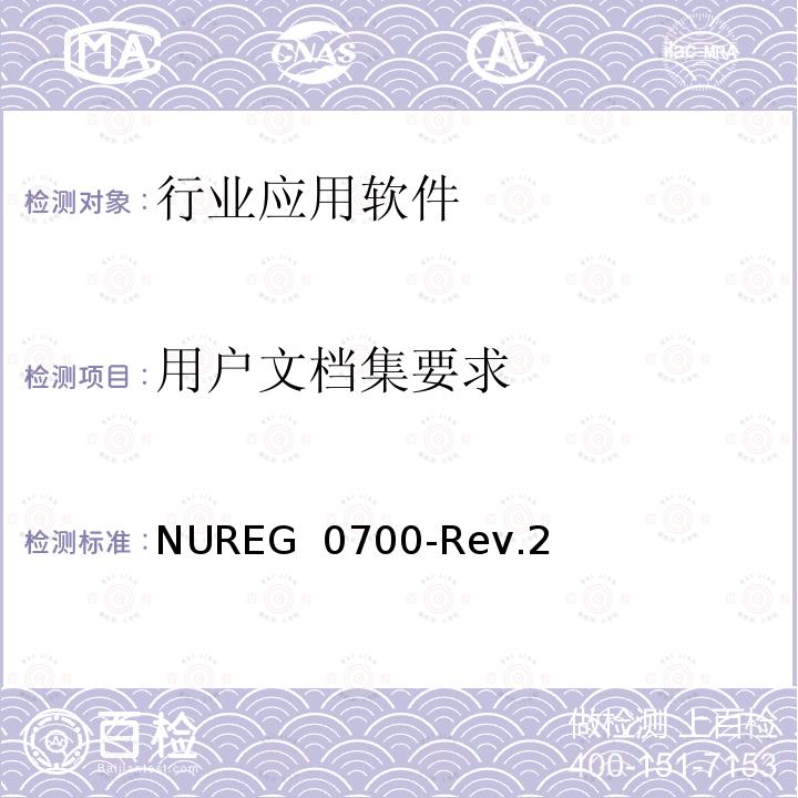 用户文档集要求 NUREG  0700-Rev.2 人因接口设计评审指南 NUREG 0700-Rev.2